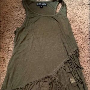 Mesh Tank Top with Fringe Detail